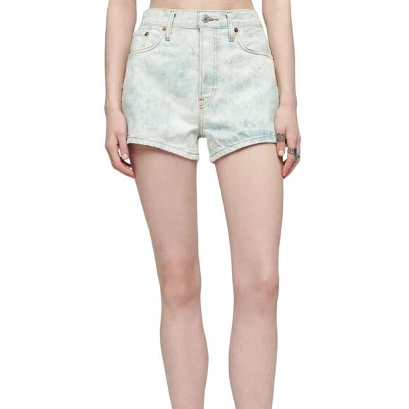 NWT RE/DONE 70s High Rise Short Jeans Sunbleach Light Denim Blue Women's Size 25